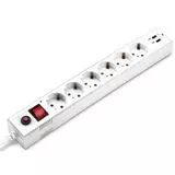 Сетевой фильтр 3 м. (BURO, 6 розеток, с/з, 2 USB A 2A) белый (BU-SP3_USB_2A-W 3M)