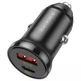 Автомобильное зарядное устройство Borofone BZ18A, USB A+С, QC3.0, PD (20W), черный (6974443384888)