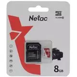 Карта памяти MicroSDHC 8GB Class 10 + адаптер (Netac P500 Eco) (NT02P500ECO-008G-R)