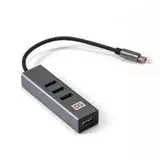 USB-разветвитель (хаб) USB Type-C -> USB3.0, 4 порта, ExeGate DUB-4TC черный (EX293987RUS)