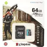 Карта памяти MicroSDXC 64Gb Class 10 UHS-1 U3 A2 + адаптер (Kingston, Canvas Go Plus 170R) (SDCG3/64GB)