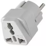 Переходник универсальный UK/US на евро-розетку EU, белый (GoPower) (00-00025058)