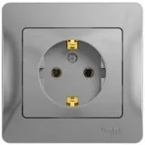 Розетка 1-м СП Glossa 16А с заземл. в сборе алюм. Systeme Electric (GSL000342)