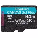 Карта памяти MicroSDXC 64Gb Class 10 UHS-1 U3 A2 без адаптера (Kingston, Canvas Go Plus 170R) (SDCG3/64GBSP)