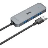 USB-разветвитель (хаб) USB3.0 -> USB3.0, 4 порта, Netac WF11, серый (NT08WF11-30GR)
