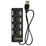 USB-разветвитель (хаб) USB2.0 -> USB2.0, 4 порта с выключателями, ExeGate DUB-42SW, черный (EX293977RUS)