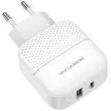 Зарядное устройство Borofone BA46A Premium, USB A+C, PD (18W), белый (6931474727343)