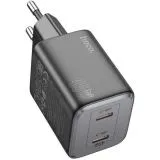 Зарядное устройство HOCO N42 ELOGIADO, USB C+C, PD (45W), QC3.0, черный