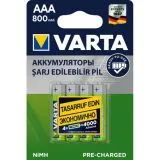 Аккумулятор (размер ААА, HR03) VARTA Ready2Use 800mAh - упаковка 4шт, цена за 4шт (VR AAA800mAh/4BL R2U)
