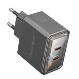 Зарядное устройство Borofone BAS33A Treasure, USB C+С, PD (45W), черный (6941991110702)
