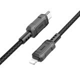 USB-кабель Type-C - Apple 8pin 1м. (HOCO) X94 Leader, PD 20W, оплетка, черный (6931474794208)