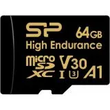 Карта памяти MicroSDXC 64Gb Class 10 UHS-I U3 V30 A1 + адаптер (Silicon Power High Endurance) (SP064GBSTXDV3V1HSP)