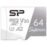 Карта памяти MicroSDXC 64Gb Class 10 UHS-I U3 V30 A2 + адаптер (Silicon Power, Superior Pro A2) (SP064GBSTXDA2V20SP)