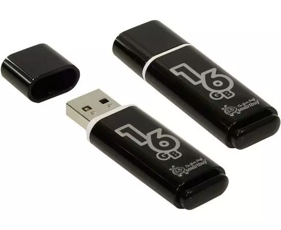 USB Flash-накопитель 16Gb (SmartBuy, Glossy) Black (SB16GBGS-K)