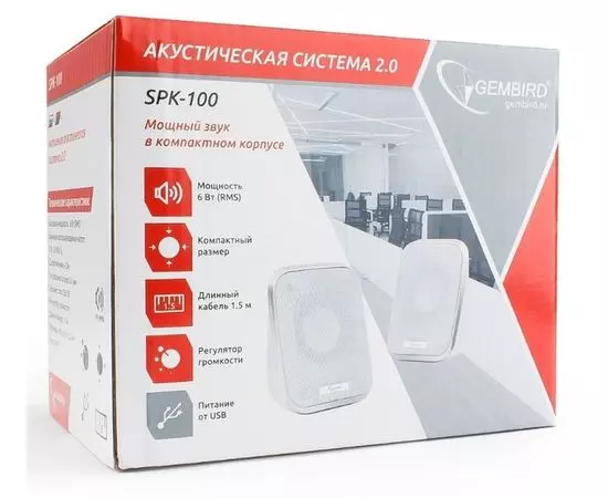 Акустика Gembird SPK-100-W, белый, Цвет: Белый, фото 4