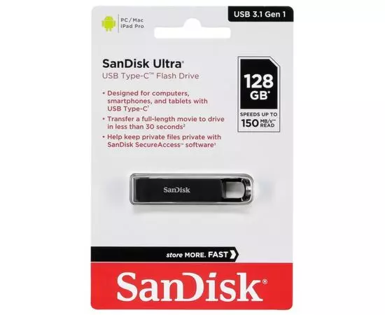 USB Flash-накопитель 128Gb USB 3.1 Type-C (SanDisk, Ultra Type-C) (SDCZ460-128G-G46)