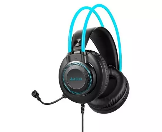 Наушники с микрофоном A4 Tech Fstyler FH200U, USB, черный/голубой (FH200U BLUE), фото 4