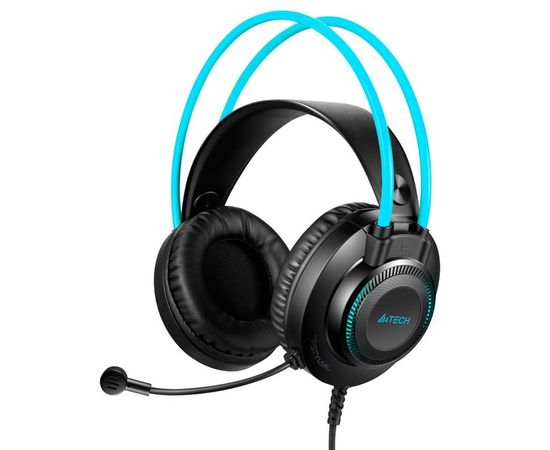 Наушники с микрофоном A4 Tech Fstyler FH200U, USB, черный/голубой (FH200U BLUE)