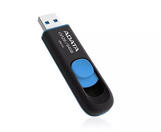 USB Flash-накопитель 64Gb USB 3.0 (ADATA, UV128) черный/синий (AUV128-64G-RBE)