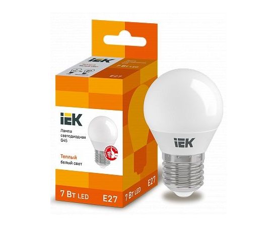 Электролампа LED E27 G45 шар 7Вт 230В 3000К (IEK) (LLE-G45-7-230-30-E27)