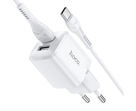 Зарядное устройство HOCO N8A Briar, USB A+A, + каб. microUSB, белый (6931474742025)