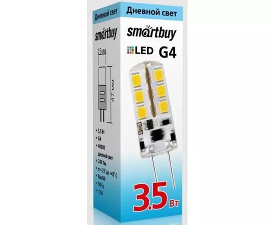 Электролампа LED G4 капсула 3,5Вт 12В 4000К (Smartbuy) (SBL-G4 3_5-40K)
