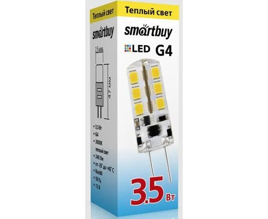 Электролампа LED G4 капсула 3,5Вт 220В 3000К (Smartbuy) (SBL-G4 3_5-30K)