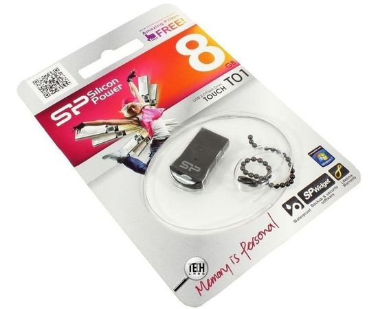 USB Flash-накопитель 8Gb (Silicon Power, Touch T01) Black (SP008GBUF2T01V1K)