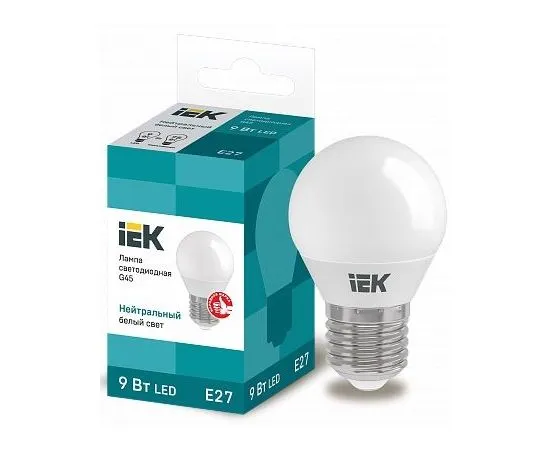 Электролампа LED E27 ECO G45 шар 9Вт 230В 4000К (IEK) (LLE-G45-9-230-40-E27)
