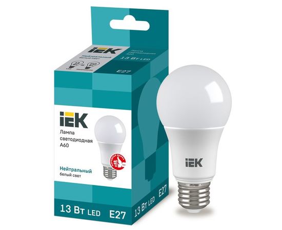Электролампа LED E27 ECO A60 шар 13Вт 230В 4000К (IEK) (LLE-A60-13-230-40-E27)