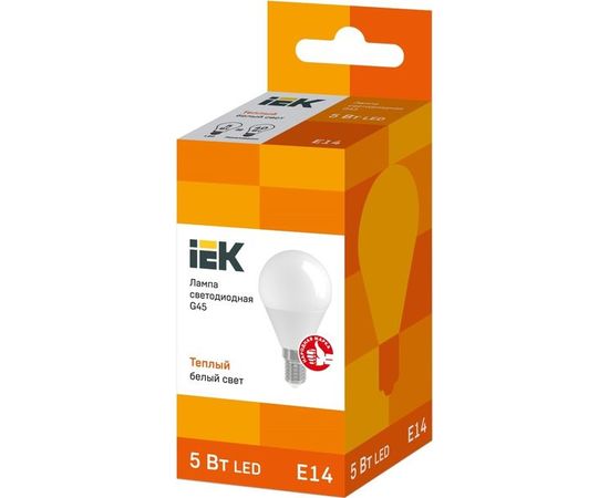 Электролампа LED E14 ECO G45 шар 7Вт 230В 3000К (IEK) (LLE-G45-7-230-30-E14)