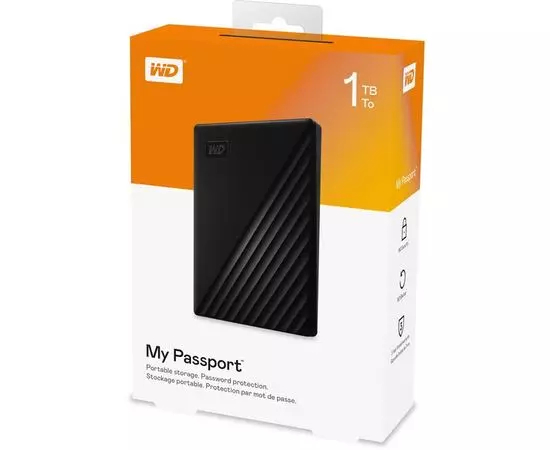 Внешний жесткий диск Western Digital 1Tb USB3.0 My Passport Black (WDBYVG0010BBK-WESN)