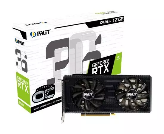 Видеокарта Palit RTX3060 12GB GDDR6 DUAL OC (LHR) (NE63060T19K9-190AD)