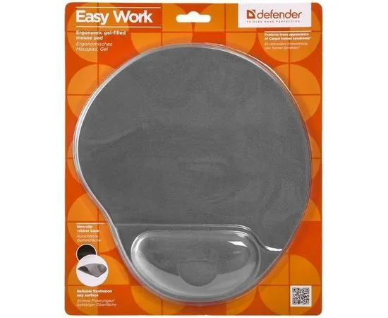Коврик для мыши Defender Easy Work серый (гелевый) с опорой под запястье (50915), фото 3