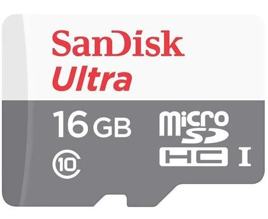 Карта памяти MicroSDHC 16Gb Class 10 UHS-I Ultra без адаптера (SanDisk) (SDSQUNS-016G-GN3MN)