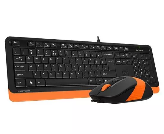 Клавиатура+мышь A4 Fstyler F1010 USB Multimedia, черный/оранжевый (F1010 ORANGE)