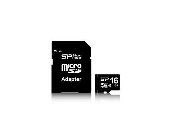 Карта памяти MicroSDHC 16GB Class 10 +адаптер (Silicon Power) (SP016GBSTH010V10-SP)