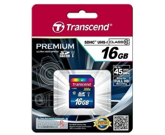Карта памяти SDHC 16Gb Class 10 (Transcend, UHS-I Premium (X400)) (TS16GSDU1)