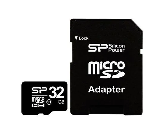 Карта памяти MicroSDHC 32GB Class 10 + адаптер (Silicon Power) (SP032GBSTH010V10-SP)
