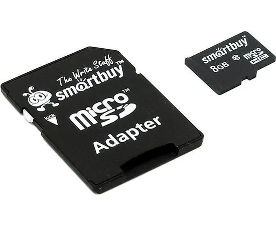 Карта памяти MicroSDHC 8GB Class 10 + адаптер (SmartBuy) (SB8GBSDCL10-01)