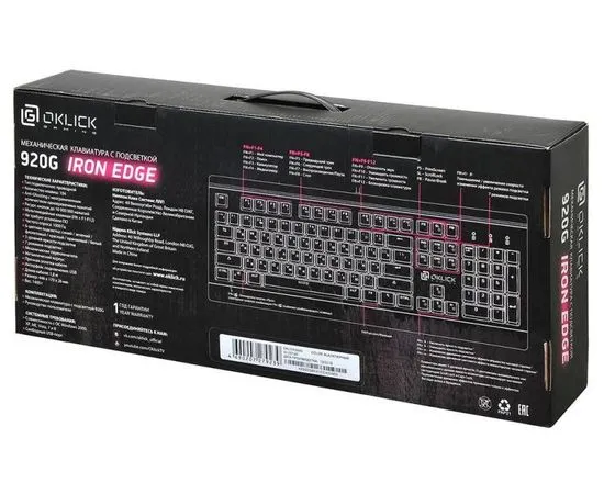 Клавиатура Oklick 920G IRON EDGE черный USB LED, фото 6