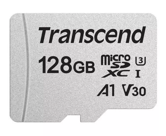 Карта памяти MicroSDXC 128Gb Class 10 UHS-I U3 V30 A1 + адаптер (Transcend 300S) (TS128GUSD300S-A), фото 2