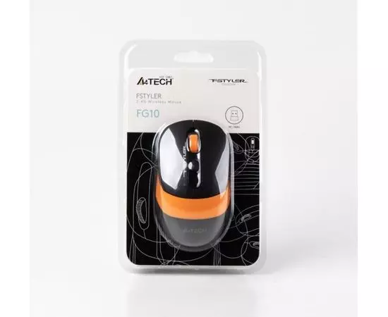 Мышь A4 Tech FG10 черный/оранжевый (FG10 ORANGE), Цвет: Чёрно-оранжевый, фото 6