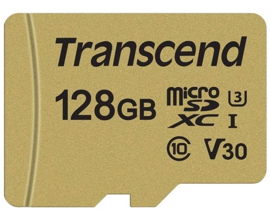 Карта памяти MicroSDXC 128Gb Class 10 UHS-I U3 + адаптера (Transcend 500S) (TS128GUSD500S)