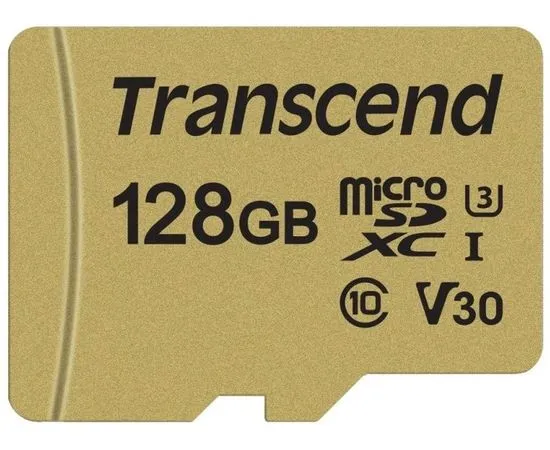 Карта памяти MicroSDXC 128Gb Class 10 UHS-I U3 + адаптера (Transcend 500S) (TS128GUSD500S)