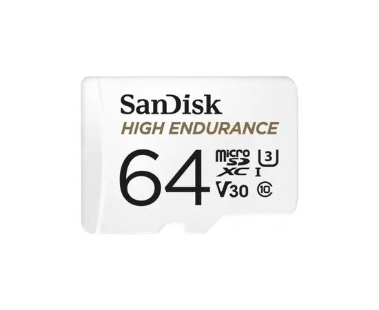 Карта памяти MicroSDXC 64Gb Class 10 UHS-I U3 V30 + адаптер (SanDisk High Endurance) (SDSQQNR-064G-GN6IA)
