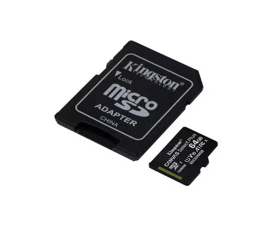 Карта памяти MicroSDXC 64Gb Class 10 UHS-1 U1 + адаптер (Kingston, Canvas Select Plus) (SDCS2/64GB), фото 2