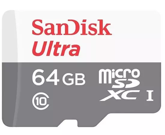 Карта памяти MicroSDXC 64GB Class 10 UHS-I без адаптера (SanDisk Ultra) (SDSQUNR-064G-GN3MN)