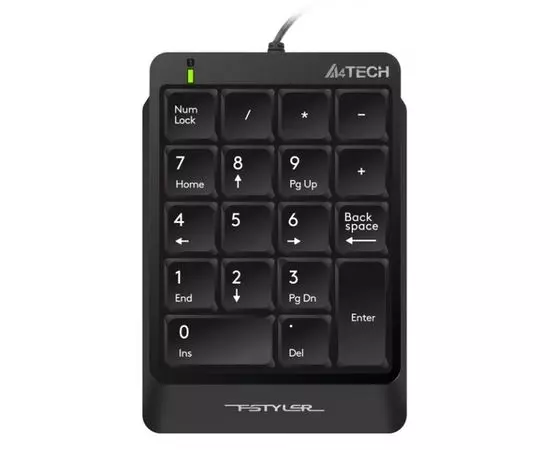 Клавиатура A4 Tech Fstyler FK13 USB NumPad, черный/серый (FK13 BLK)