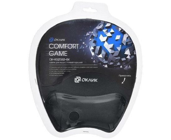 Коврик для мыши Oklick OK-RG0580-BK черный, с опорой под запястье, фото 3